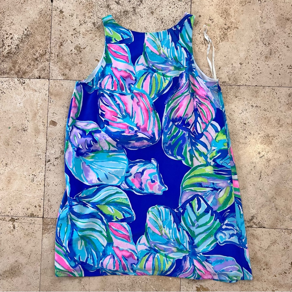 Lilly Pulitzer Silk Jackie Tank Shift Dress Casa Del Sol Blue Pink Tropical - Picture 5 of 7